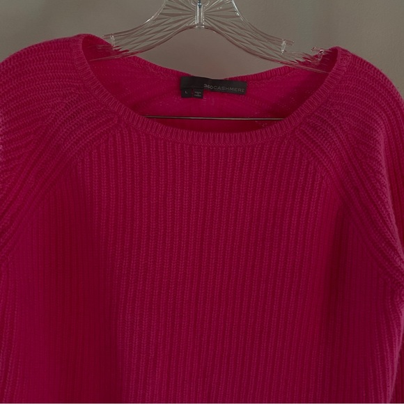 360 CASHMERE hot pink cropped knit sweater - Picture 3 of 6
